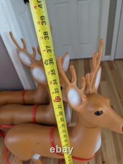 Sleigh Blow Mold Vintage Union Santa Reindeer Deer Decor Rare Large Size