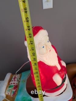 Sleigh Blow Mold Vintage Union Santa Reindeer Deer Decor Rare Large Size