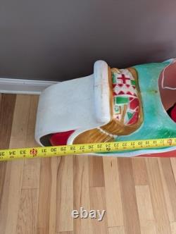 Sleigh Blow Mold Vintage Union Santa Reindeer Deer Decor Rare Large Size