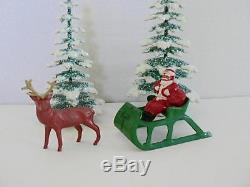 Sleigh RARE BARCLAY B197 1949 SANTA WITH TOYS AND REINDEER WITH HTF ANTLERS