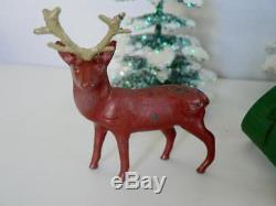 Sleigh RARE BARCLAY B197 1949 SANTA WITH TOYS AND REINDEER WITH HTF ANTLERS