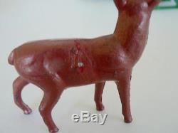 Sleigh RARE BARCLAY B197 1949 SANTA WITH TOYS AND REINDEER WITH HTF ANTLERS
