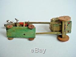 Small Antique Germany Santa, Sleigh & Reindeer Pull Toy