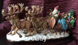 Smithsonian Institute SANTA 4 REINDEER SLEIGH CHRISTMAS FIGURINE Mint Condition