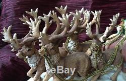 Smithsonian Institute SANTA 4 REINDEER SLEIGH CHRISTMAS FIGURINE Mint Condition