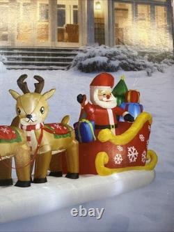 St Nicholas Square 12FT Santa Sleigh & Reindeer Inflatable NEW SEALED 56×144×35