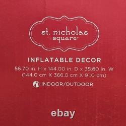 St Nicholas Square 12FT Santa Sleigh & Reindeer Inflatable NEW SEALED 56×144×35