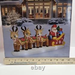 St Nicholas Square 12FT Santa Sleigh & Reindeer Inflatable NEW SEALED 56×144×35