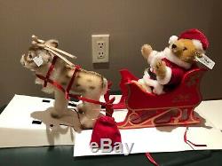 Steiff Friends Of Christmas 0118.17/18 withBox Santa Bear, Reindeer & Sleigh Set