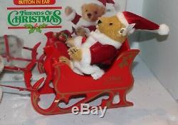 Steiff Friends Of Christmas 0118.17/18 withBox Santa Bear, Reindeer & Sleigh Set
