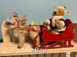 Steiff Friends Of Christmas LE 6000 Santa Bear, Reindeer & Sleigh Set 118/18 BOX