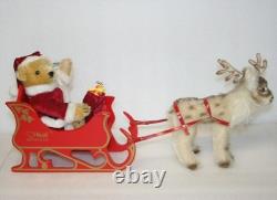 Steiff Friends Of Christmas Set Santa Bear Sleigh Reindeer Lim Ed Rare HTF Excel