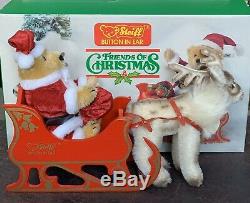 Steiff Friends of Christmas Santa Bear 0118/18 Reindeer 0118/17 Sleigh In Box