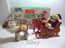 Steiff SANTA Bear REINDEER Sleigh Button In Ear TRENDS Of CHRISTMAS West Germany