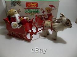 Steiff SANTA Bear REINDEER Sleigh Button In Ear TRENDS Of CHRISTMAS West Germany