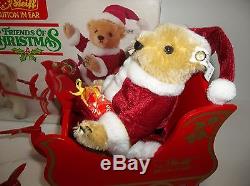 Steiff SANTA Bear REINDEER Sleigh Button In Ear TRENDS Of CHRISTMAS West Germany