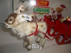 Steiff SANTA Bear REINDEER Sleigh Button In Ear TRENDS Of CHRISTMAS West Germany