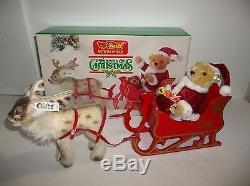 Steiff SANTA Bear REINDEER Sleigh Button In Ear TRENDS Of CHRISTMAS West Germany