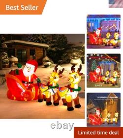 Stunning 8Ft Inflatable Santa on Sleigh with 2 Reindeer & Bright LED Lights