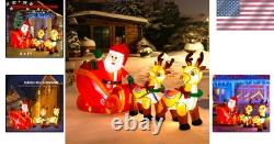 Stunning 8Ft Inflatable Santa on Sleigh with 2 Reindeer & Bright LED Lights
