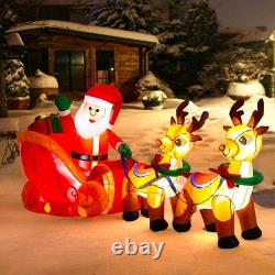 Stunning 8Ft Inflatable Santa on Sleigh with 2 Reindeer & Bright LED Lights