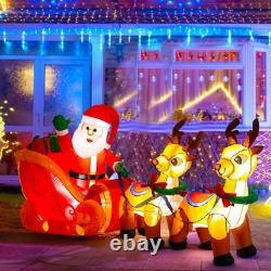 Stunning 8Ft Inflatable Santa on Sleigh with 2 Reindeer & Bright LED Lights