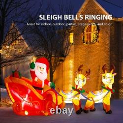 Stunning 8Ft Inflatable Santa on Sleigh with 2 Reindeer & Bright LED Lights