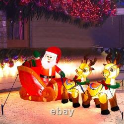 Stunning 8Ft Inflatable Santa on Sleigh with 2 Reindeer & Bright LED Lights