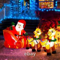 Stunning 8Ft Inflatable Santa on Sleigh with 2 Reindeer & Bright LED Lights