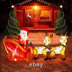 Stunning 8Ft Inflatable Santa on Sleigh with 2 Reindeer & Bright LED Lights