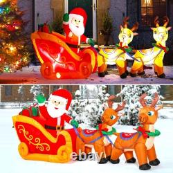 Stunning 8Ft Inflatable Santa on Sleigh with 2 Reindeer & Bright LED Lights