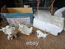 Stunning TRADITIONS White Porcelain Santa with Sleigh and Reindeer Christmas