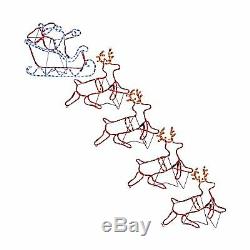 Sunnydaze Holiday Prelit Santa on Sleigh with Reindeer Silhouette LED Rope Mu