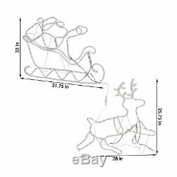 Sunnydaze Holiday Prelit Santa on Sleigh with Reindeer Silhouette LED Rope Mu