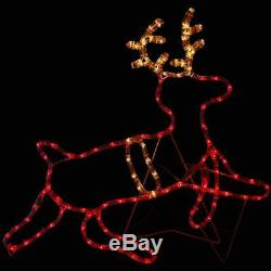 Sunnydaze Outdoor Christmas Light Display Santa on Sleigh with Reindeer