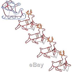 Sunnydaze Sleigh with Santa and Reindeer LED Rope Color Christmas Light Display