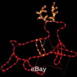 Sunnydaze Sleigh with Santa and Reindeer LED Rope Color Christmas Light Display