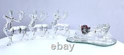 Swarovski Crystal 3 Reindeer & Santa's Sleigh 214821 205165 Christmas Figurines