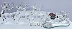 Swarovski Crystal 3 Reindeer & Santa's Sleigh 214821 205165 Christmas Figurines