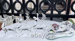 Swarovski Crystal 3 Reindeer & Santa's Sleigh 214821 205165 Christmas Figurines