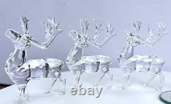 Swarovski Crystal 3 Reindeer & Santa's Sleigh 214821 205165 Christmas Figurines