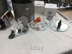 Swarovski Crystal Christmas Santa, Sleigh & Reindeer Set Lot, 7475 601 602 & 603