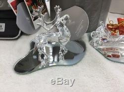 Swarovski Crystal Christmas Santa, Sleigh & Reindeer Set Lot, 7475 601 602 & 603