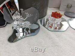 Swarovski Crystal Christmas Santa, Sleigh & Reindeer Set Lot, 7475 601 602 & 603