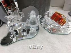 Swarovski Crystal Christmas Santa, Sleigh & Reindeer Set Lot, 7475 601 602 & 603