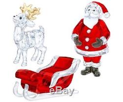 Swarovski Crystal Combo Santa Claus Santa's Sleigh & Santa's Reindeer Bnib
