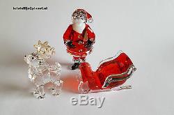 Swarovski Crystal, Santa Claus, Santa's Sleigh, Santa's Reindeer, set of 3