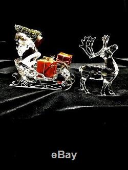 Swarovski Crystal Santa, Sleigh, 2 Presents, Xmas Tree And Reindeer