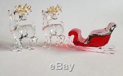 Swarovski Crystal as Set Santa's Sleigh and 2 x Santa's Reindeer