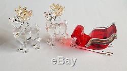 Swarovski Crystal as Set Santa's Sleigh and 2 x Santa's Reindeer